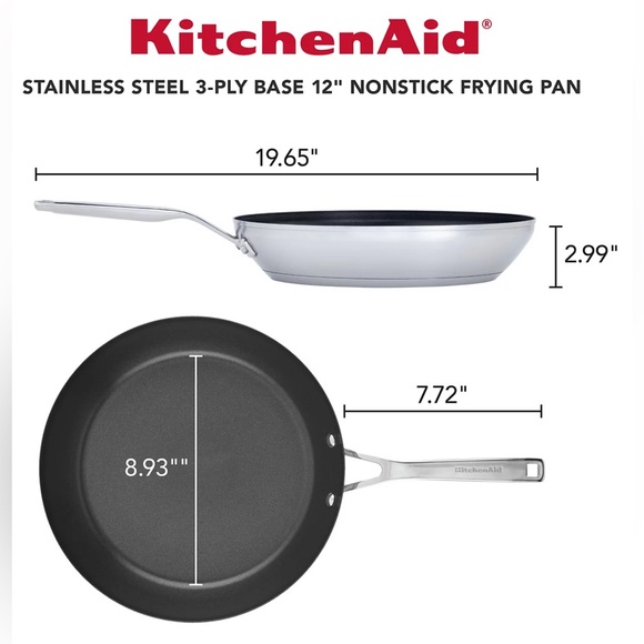 KitchenAid
3-Ply Base Stainless Steel 12" Nonstick Induction Frying Pan - Picture 1 of 9